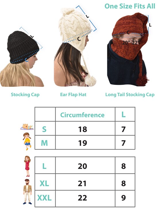 Merino Wool Long Tail Hat Scarf Combo 