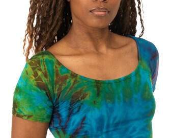 Top Short Sleeve Tie Dye Crop Top