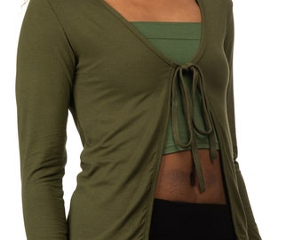 Cardigan Tie-Front solid Color Cardigan