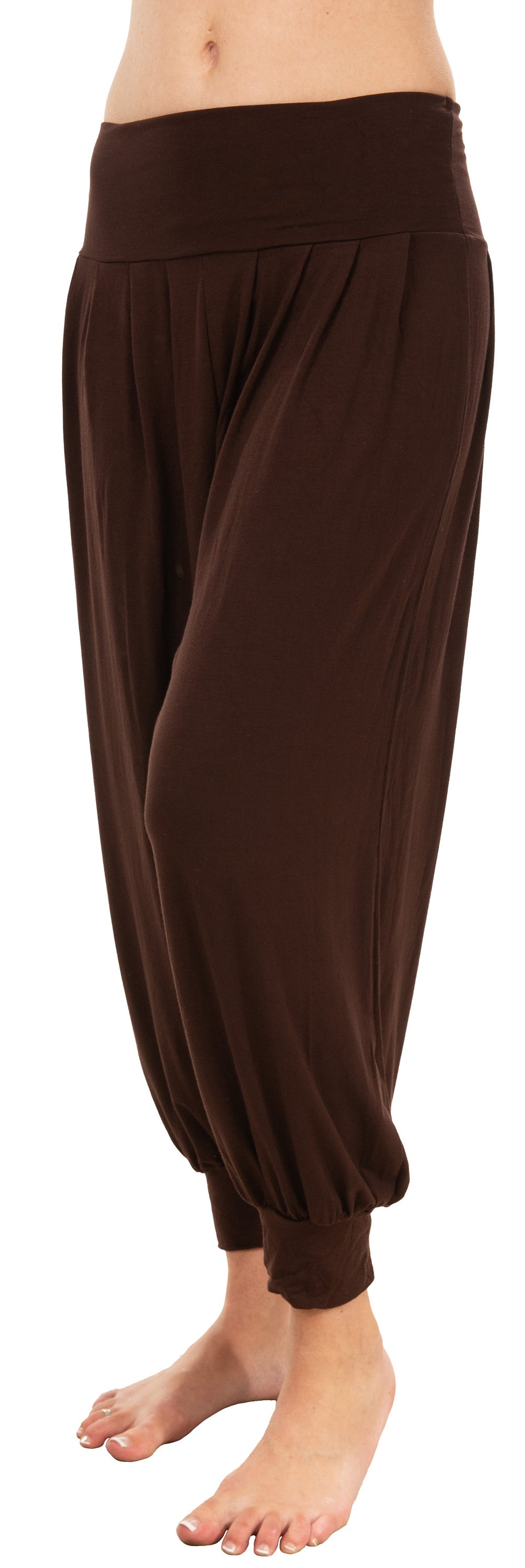 Solid Color Harem Pants With Pleat /pockets-brown - Etsy