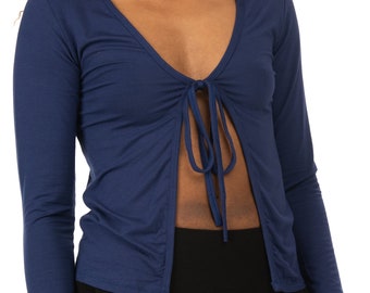 Cardigan Tie-Front solid Color Cardigan