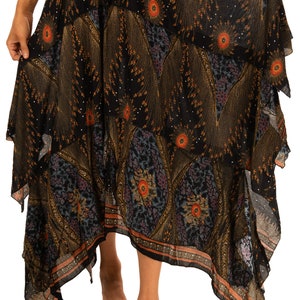 Rose Print Fairy Skirt: Bohemian Rayon Elastic Waist