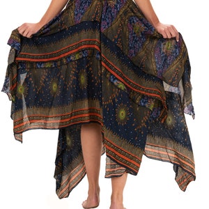 Rose Print Fairy Skirt: Bohemian Rayon Elastic Waist