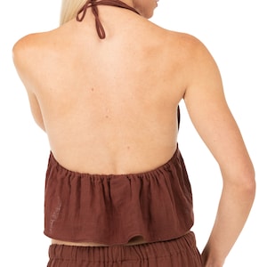 grey and white distressed dresser Women's Scarlett Flame Red Twist Front Halter Bikini Top | Size: Xs