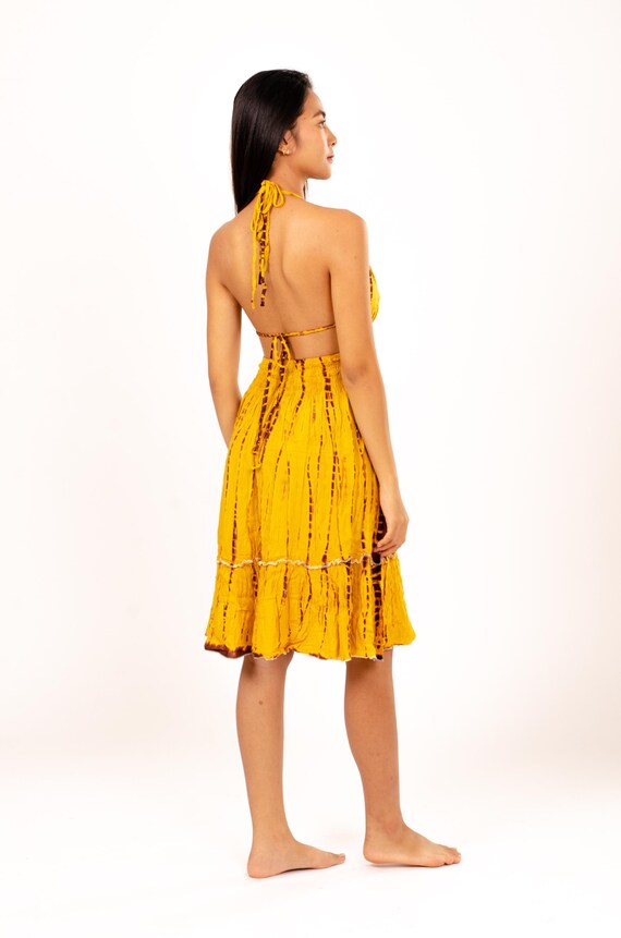 Boho Chic Yellow dress Halter neck with adjustable straps Boho Chic Yellow dress Halter neck with adjustable straps
