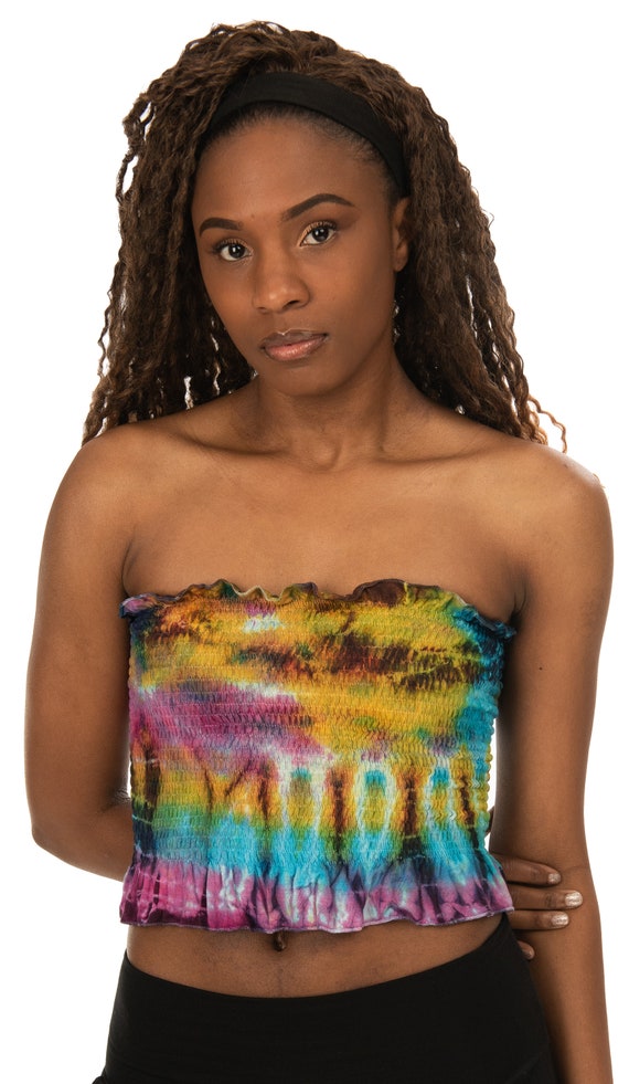 トップス Song For The Mute Tie-Dye Top Top Tube Tie Dye Top Tie Dye Tube Top Sleeveless Top - Etsy