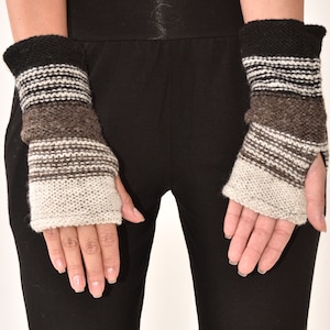 Handmade Merino Wool Fingerless Gloves: Fleece Lined Arm Warmers