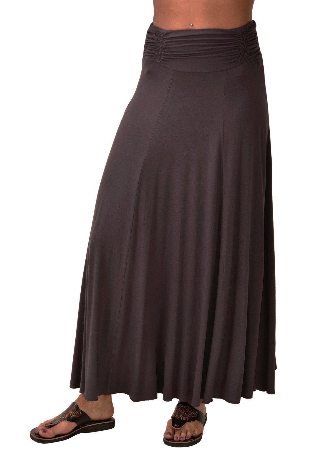 Gray Maxi Skirt: Rayon Spandex Blend, Bohemian Festival Style - Etsy