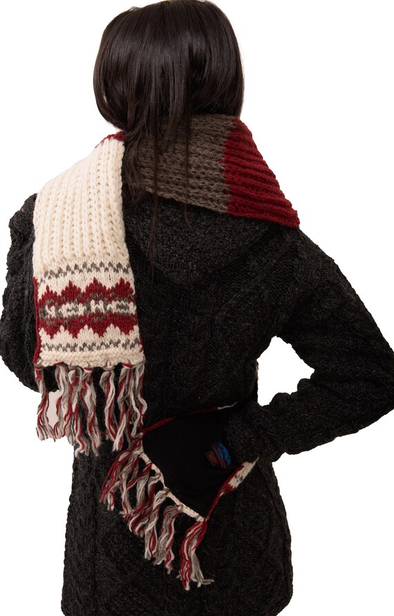 Brown Wool Stocking Cap Hand Made 100% Merino Wool Long Tail Hat Scarf Combo Ski Cap Snowboard Warm Snowboard Stocking Cap