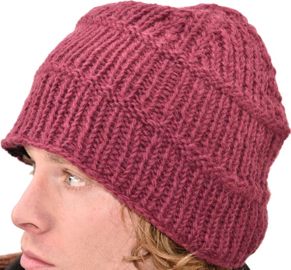 Hand Knitted 100 Merino Wool Snowboard Ski Himalayan Nepal Slouchy Beanie Polar Fleece Lined Woolen Stocking Cap Mens Winter Hat Etsy UK