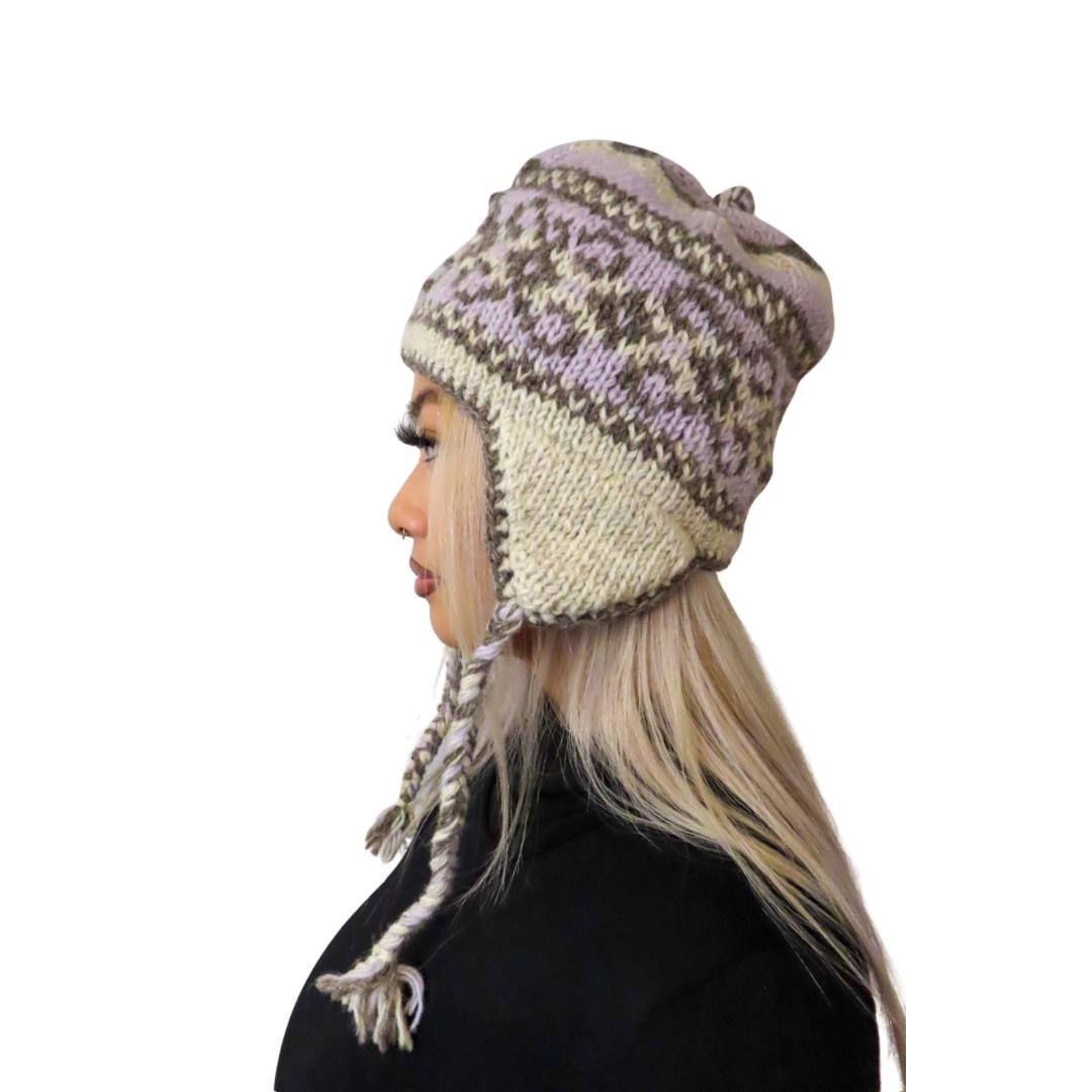 Hand Knitted Merino Wool Chullo Hat: Polar Fleece Lined  display picture 3