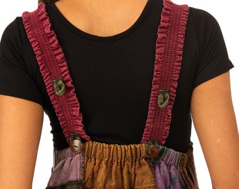 Patchwork Cotton Overalls: Wide Leg Hippie Jumpsuit