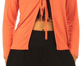 Cardigan Tie-Front solid Color Cardigan