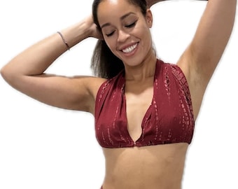 Góra bikini z wiskozy tie-dye: dwustronna, regulowana z tyłu
