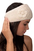 Hand Knitted 100% Merino Wool Snowboard Ski Headband Head warmer Earmuffs Polar Fleece lined Nepalese Crochet Flower Head-warmer Hat