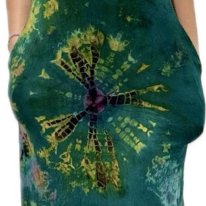 Pintado a mano Reverse Tie Dye Tie-Dye Maxi Manga Corta largo Maxi Vestido tie dye vestido Tie Dye Boho Vestido Tie Dye Hippie Festival