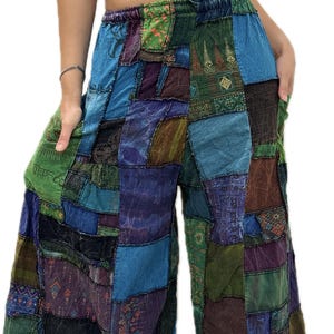Pants Patchwork Cotton Wide-Leg Pants With Pockets Hippie Pants  Patchwork Pants  Hippie Patchwork Pants Boho Pants