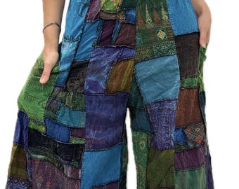 Wijde broek van patchworkkatoen: boho-hippiestijl