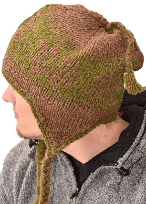 Hand Knit Merino Wool Sherpa Hat: Fleece Lined Earflap  display picture 3