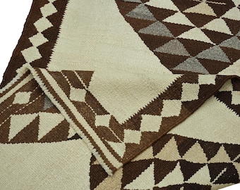 Dywan 3x11 Vintage Turkish Runner, kilim plemienny w kolorze kości słoniowej, wełniany dywan do przedpokoju, organiczny, nowoczesny wystrój, 3'4" x 11'3"