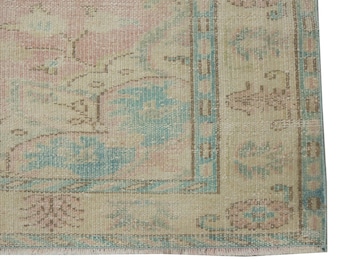 Alfombras turcas de lana tejidas a mano de 6x9 / Alfombra antigua Oushak vintage estilo boho para comedor y sala de estar