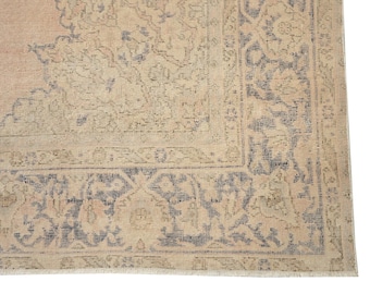 Alfombras turcas de lana tejidas a mano / Alfombra antigua Oushak vintage estilo boho para sala de estar o comedor, de 8x12 pies.