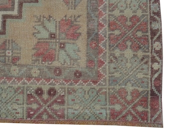 Alfombra turca vintage rosa empolvado de 4x6 / Alfombra pequeña de lana tejida a mano / Alfombra de dormitorio anatolia descolorida