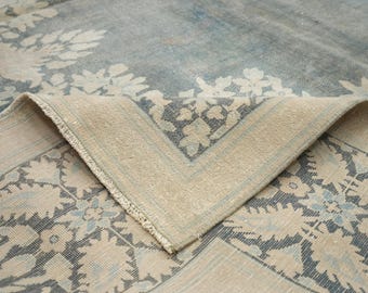 Alfombra vintage de lana turca tejida a mano / Alfombra decorativa para el hogar 9'7x12'8