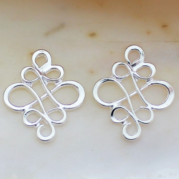 15/30/50 PCS Bright Silver Infinity Celtic Knot Connector Charms - 28x18mm Lead Free