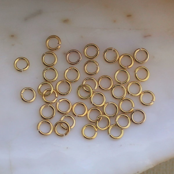 300/600 Pcs Bright Gold 4mm Extra Strong Jump Rings - 21 Gauge Lead Free