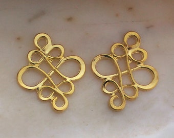 15/30/60 PCS Bright Gold Infinity Celtic Knot Connector Charms - 28x18mm Lead Free