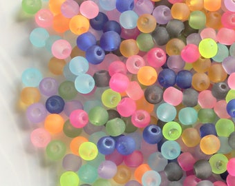 200/400 Pcs Glass 4mm Assorted Frosted Glass Beads