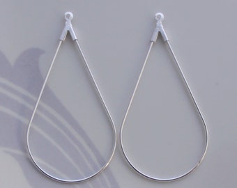 15/30/50 PCS Bright Silver Medium Tear Drop Hoop Ring Connector Link Charms - 42x23mm Lead Free