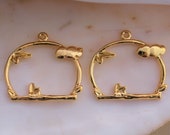 12 24 50 PCS Bright Gold Framed Day Cloud,Leaf, and Branch Pendants - 27x26mm Lead, Nickel, and Cadmium Free