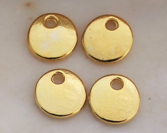 20/50/100 PCS Tiny Round Gold Blank Stamping Tag Charms - 8x8mm Lead Free