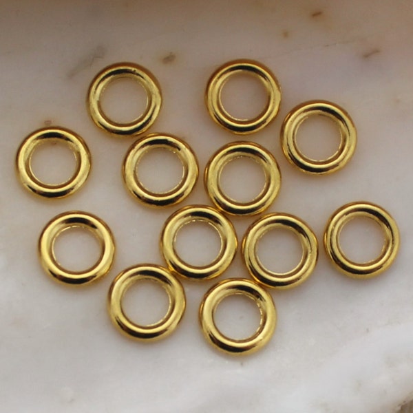 50/100 PCS Bright Gold Thick Donut Soldered Closed Linking Jump Rings - 8mm Lead Free