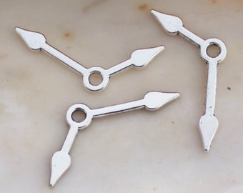 25/50/100 PCS Antique Silver Clock Watch Hands Charms - 27x10mm Lead Free