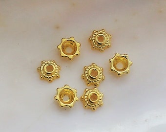 100/200/500 Pcs Bright Golden Plated Ornate Round Bead Caps - 5x3mm Lead and Cadmium Free