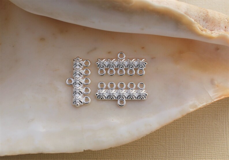 and Nickel Free 25x12mm Lead Cadmium 102050 Pcs Bright Silver Plated 5 Loop Bar Connector Charms