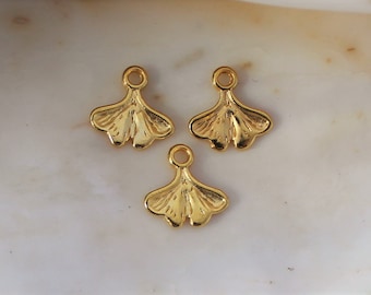 25/50/100 PCS Tiny Bright Gold Fancy Leaf Charms - 13x13mm Lead and Cadmium Free