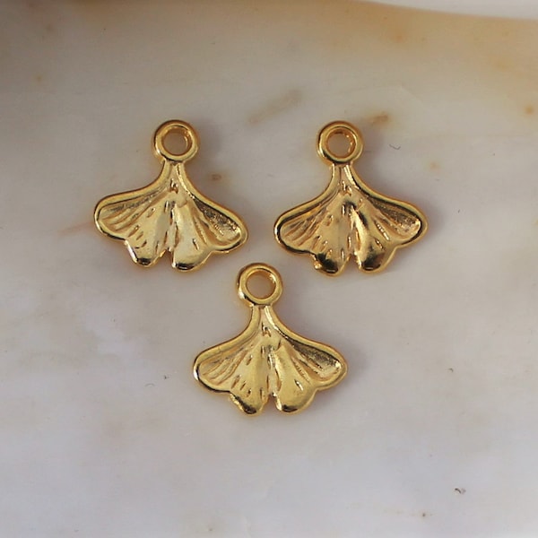 25/50/100 PCS Tiny Bright Gold Fancy Leaf Charms - 13x13mm Lead and Cadmium Free