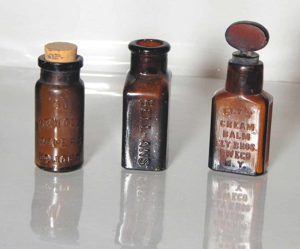 Three Brown Bottles Patent Medicine Etsy