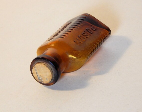 Curio Vintage Poison Bottle Amber Glass - Etsy