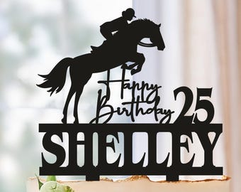 Happy Birthday Personalized Cowgirl Horse Cake Topper: Western-Themed Party Decoration