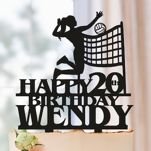 Female Volleyball Birthday Cake Topper, Volleyball party, Volleyball decor, Custom Volleyball Girls Silhouette,volleyball player Cake Topper