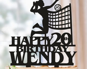 Female Volleyball Birthday Cake Topper, Volleyball party, Volleyball decor, Custom Volleyball Girls Silhouette,volleyball player Cake Topper