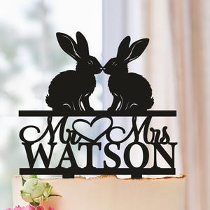 Love bunnies Wedding cake topper, Bunny Wedding Cake Topper, Wedding Caker Topper with Couple of Rabbits, Rabbit Wedding Cake Topper