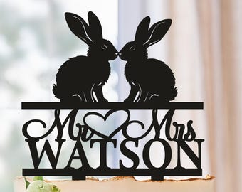 Love bunnies Wedding cake topper, Bunny Wedding Cake Topper, Wedding Caker Topper with Couple of Rabbits, Rabbit Wedding Cake Topper