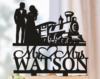 Train Wedding Cake Topper, Locomotive Cake Topper For Weding, Train Cake Decorations, Locomotive and Steam Train Cake Toppers