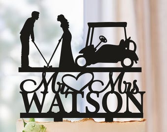 Golf Wedding Cake Topper, Fore Ever Golf Wedding Cake Topper, Bride Pulling Groom, Wedding Golf cake topper, Golfing Couple Cake Topper